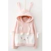 Adorable Bunny Ears Long Sleeve Color Block Hoodie with Pompoms and Bows