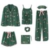 Pajamas seven-piece suit female spring and summer cotton long-sleeved sexy autumn and winter models Korean version of the fresh and lovely student home clothing
