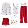 Pajamas seven-piece suit female spring and summer cotton long-sleeved sexy autumn and winter models Korean version of the fresh and lovely student home clothing