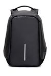 Black Plain Nylon Anti Theft Backpack Bag With 2 Compartments