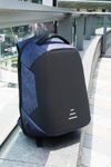 Black And Blue Plain Nylon Anti Theft Backpack Bag with 2 Compartments