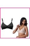 Pack Of 2 (Skin & Black) - Lotus - Cross Over Cotton Non-Padded Wirefree Bra
