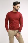 MAROON WOOLEN SWEATER FEATURING ROUND NECK