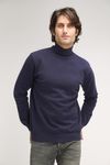 NAVY HIGH-NECK SWEATER