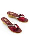Heel Slippers For Women | Women's Bow Slides In Maroon Color