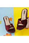 Heel Slippers For Women | Women's Light Weight Slides In Maroon Color