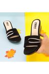 Heel Slippers For Women | Women's Light Weight Slides In Black Color