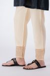 East Line Women Beige Cotton Embroidery Stitched Trouser