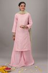 EAST LINE WOMEN stitched light pink 2 piece textured cotton net dress (Shirt + Bottom)