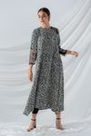 East line-Women Black Printed Grip Dress