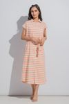 Eastline Chekered Crimped Peach Long Dress
