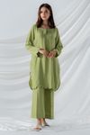 East line-Women linen olive green Two piece