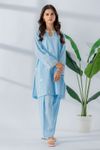 East line-Women Sky Blue Embroided Two piece Stitched