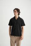 Black Cotton Resort Shirt
