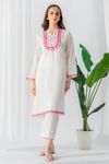 Women White Embroidered Two Piece Stitched