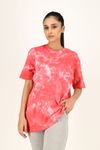 WOMEN LEVEL RED FLOWER TIE DYE COTTON OVERSIZED TOP