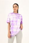 WOMEN LEVEL PURPLE FLOWER TIE DYE COTTON OVERSIZED TOP