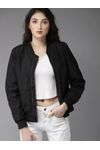 Women Black Solid Bomber