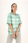 WOMEN LEVEL GREEN FLOWER TIE DYE COTTON OVERSIZED TOP