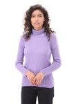 WOMEN PURPLE HIGH NECK SWEATER