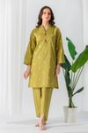 East Line-Women Citrus Green Embroidered Two Piece Stitched