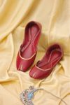 Khussa Point Tilla Embroidered Maroon Full Leather Khussa
