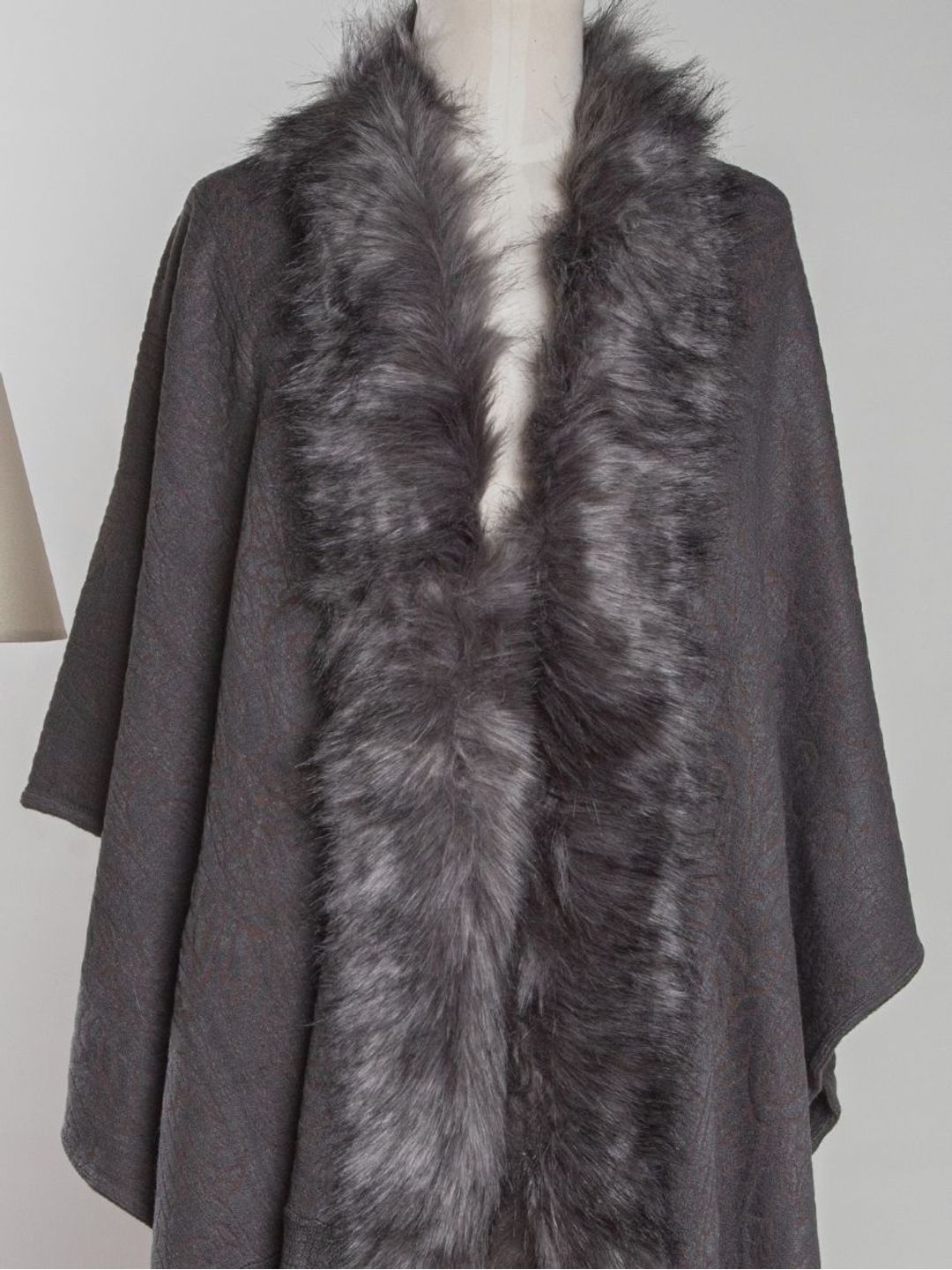 Buy WOMEN GREY CAPE SHAWL WITH PLUCKET FUR Online in Pakistan On