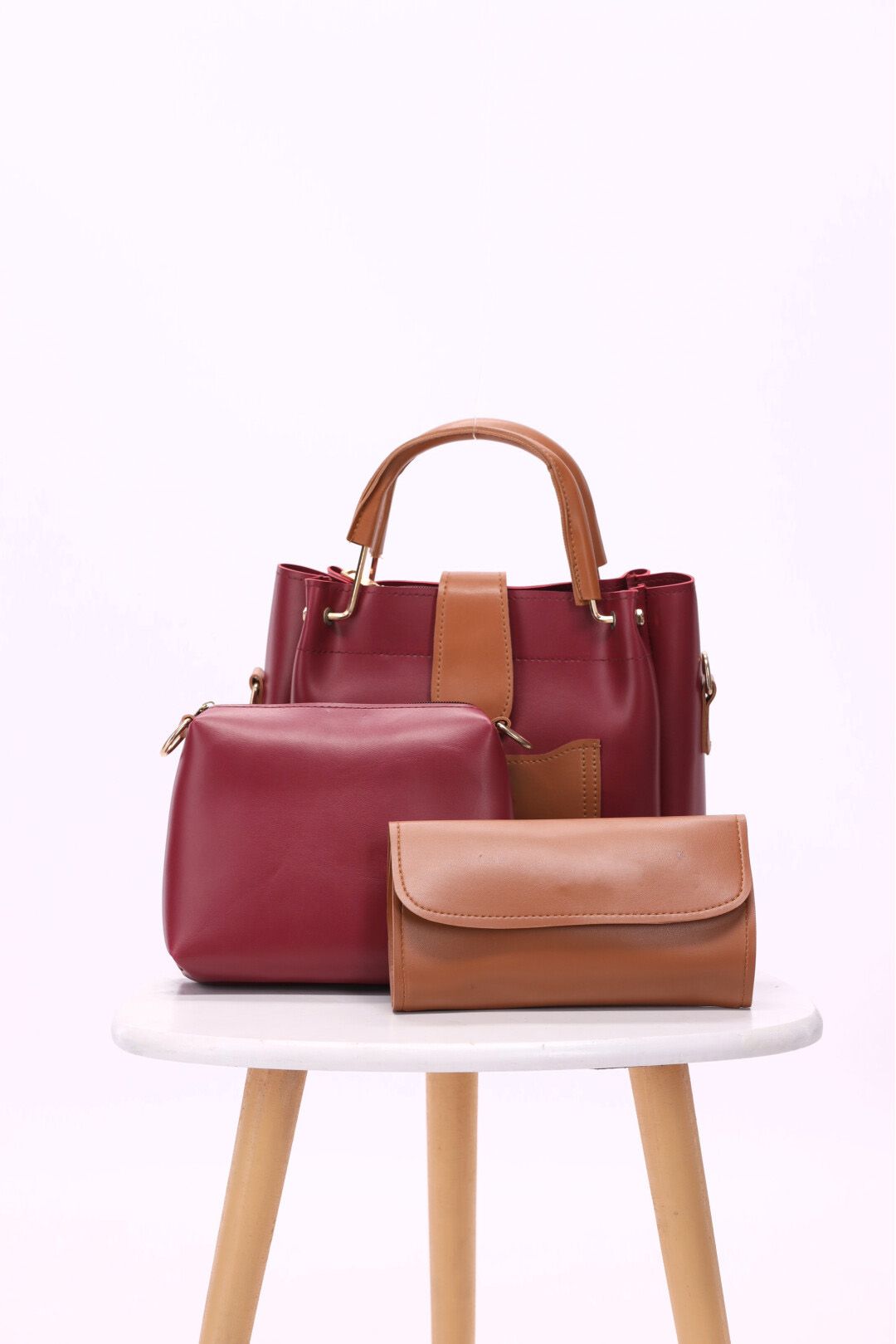 Buy Front Pocket Pieces Handbag Maroon Online in Pakistan On
