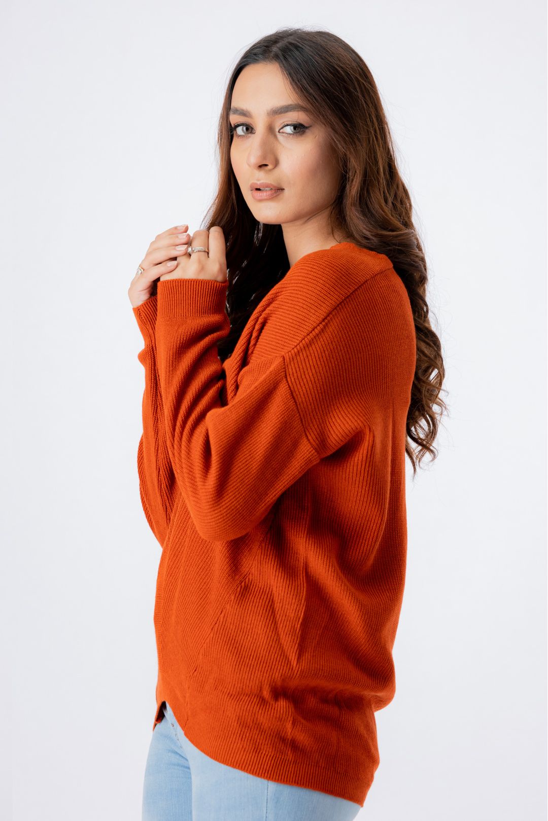 Buy WOMEN Burgundy V-NECK SWEATER Online in Pakistan On