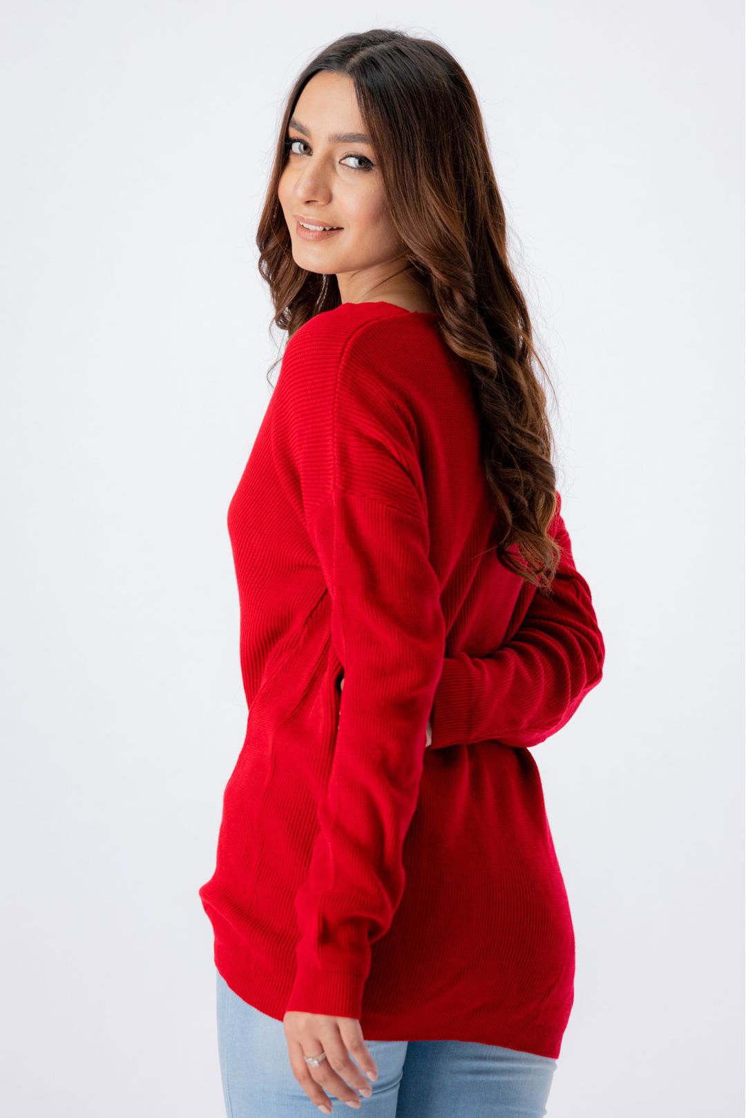 Buy WOMEN RED V-NECK SWEATER Online in Pakistan On at