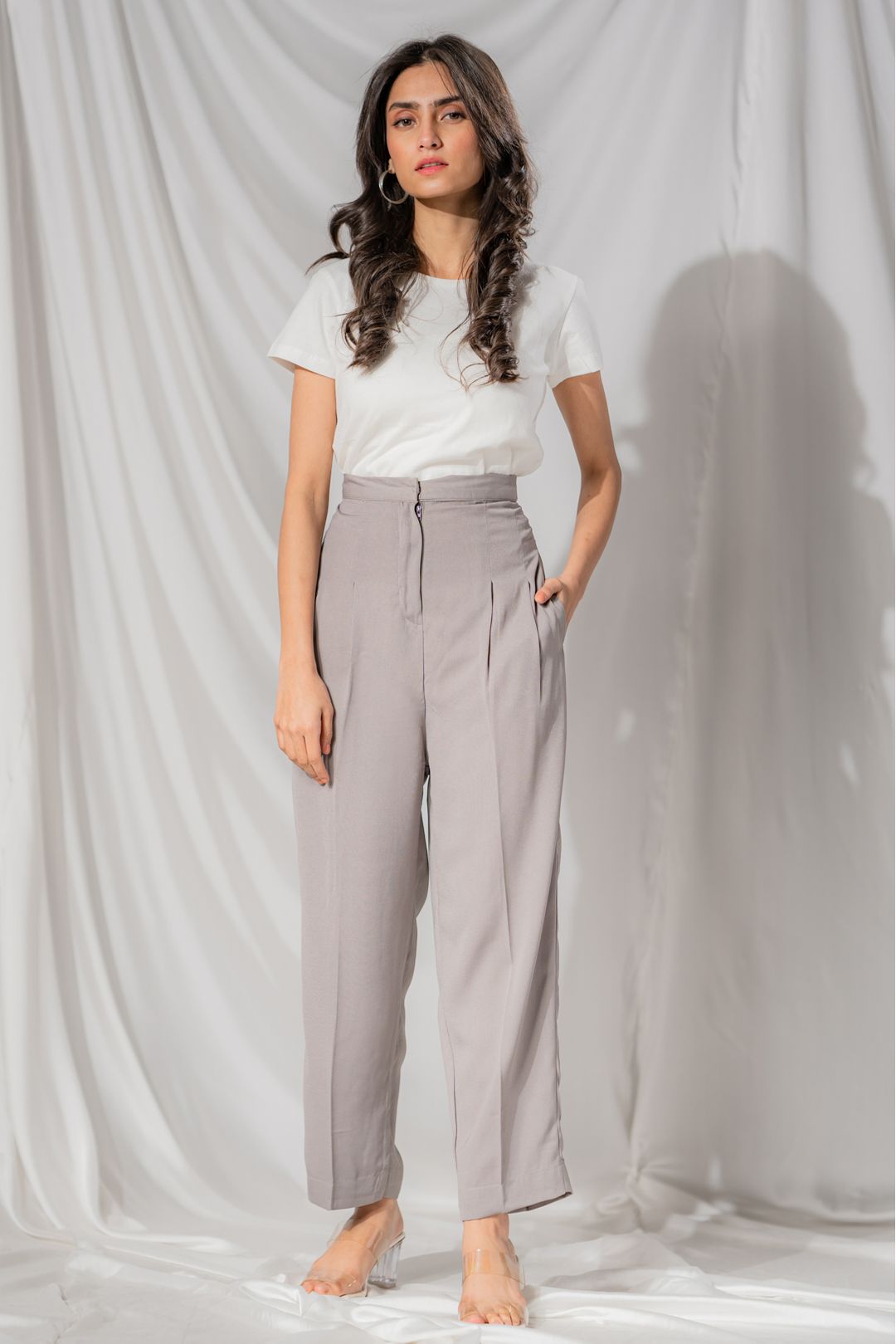 【KAIKO】wide slacks glay KAIKO WIDE SLACKS Glay size2（Shadow Gray Wide Leg Trouser）