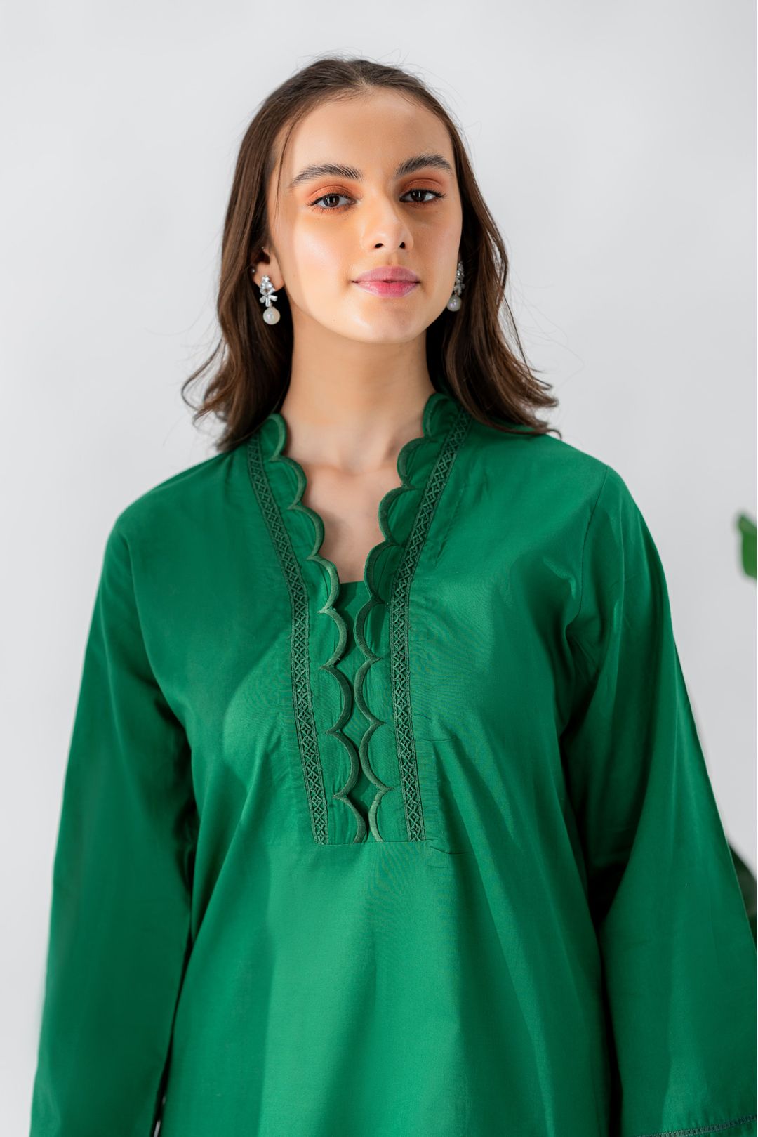 Buy East LineWomen Forest Green Solid One Piece Stitched Online in