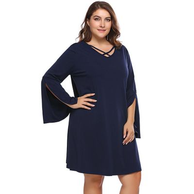 plus size trumpet sleeve dress